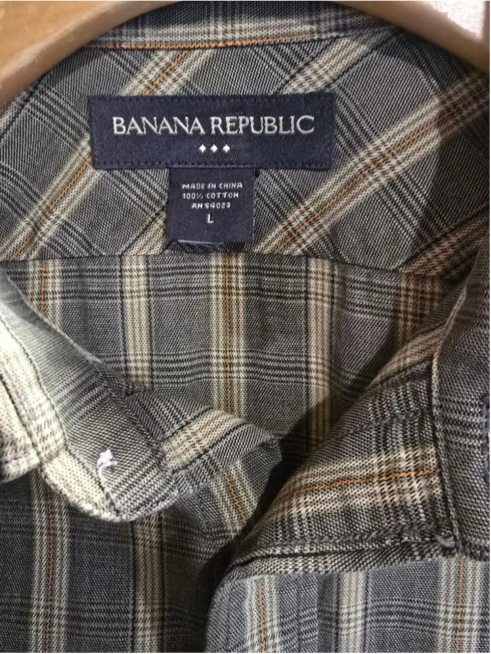 Men's Banana Republic Striped Button Down Shirt, Size L, Gray